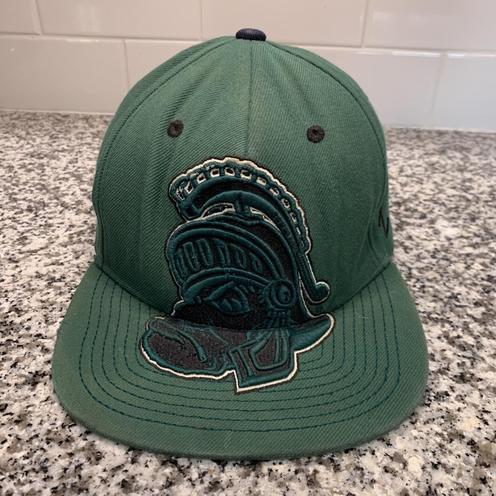 Michigan State Spartans Hat Cap Snap Back Mens Green Wool Acrylic Football FLAW
